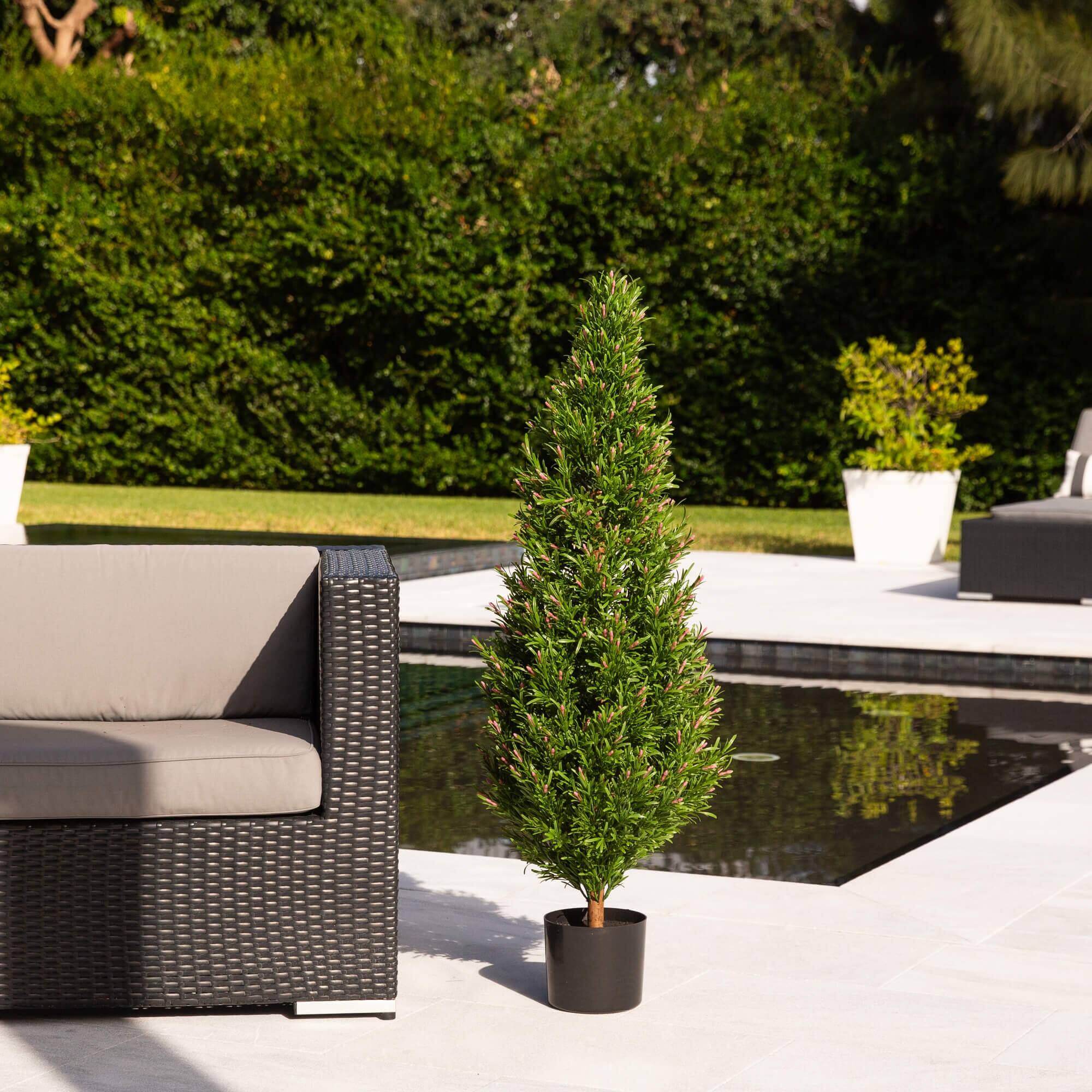 4ft. Potted UV Resistant Rosemary Cone Topiary Tree